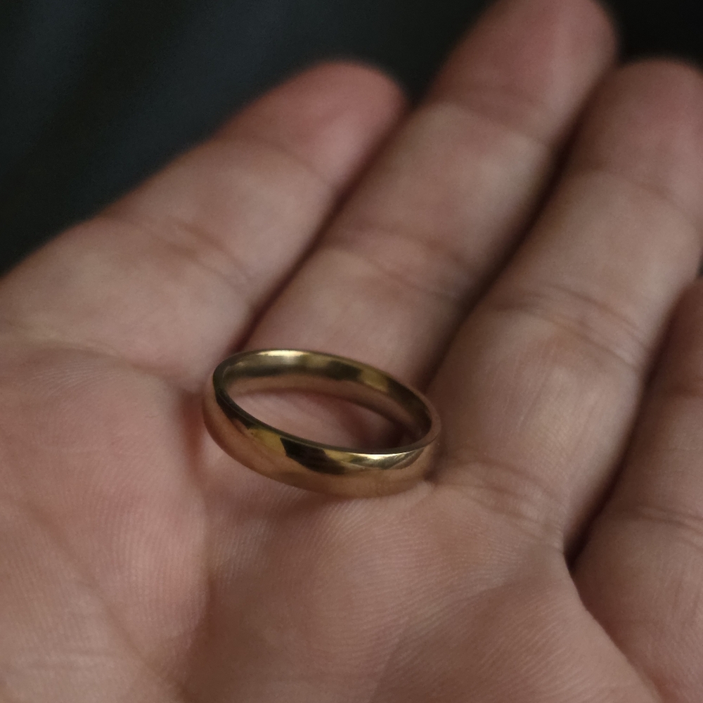 4mm stainless steel plain gold ring size 6